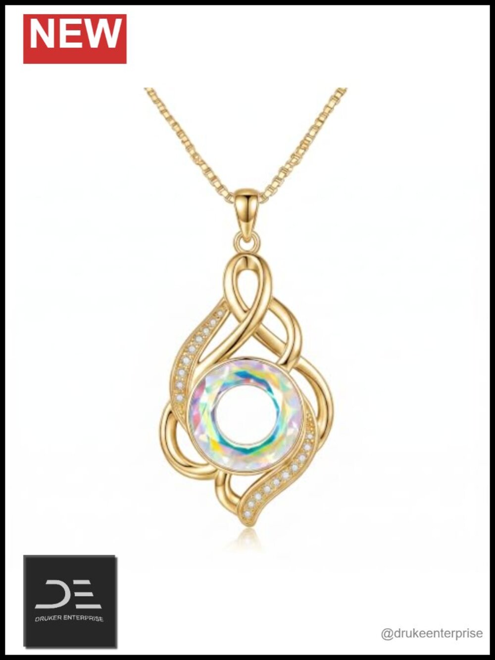 Infinity Austrian Crystal Pendant Necklace White Gold Plated Love Gift for Women